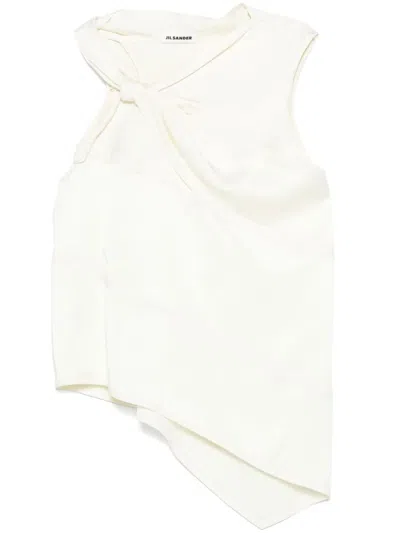Jil Sander Light Beige Asymmetric Top With A Knot