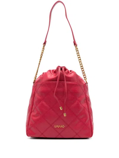 Liu •jo Liu Jo Red Quilted Bucket Bag With Drawstring Closure