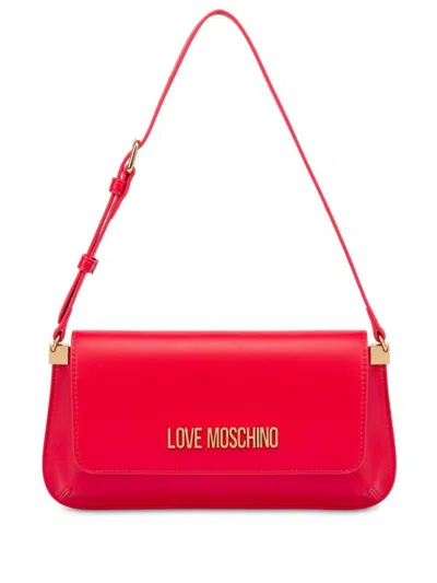 Love Moschino Red Faux Leather Shoulder Bag With Logo Lettering