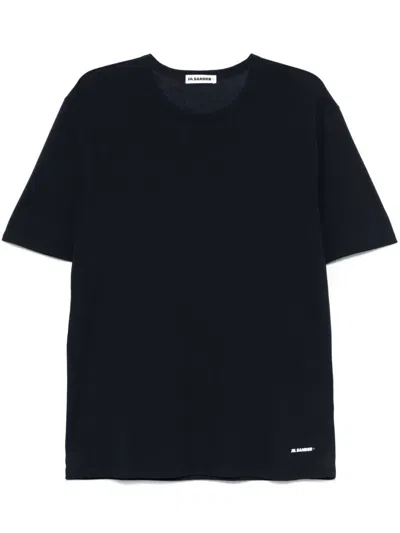 Jil Sander Blue Cotton T-shirt With Small White Logo
