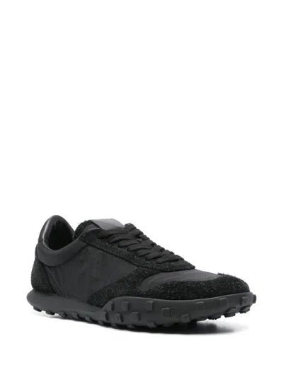 Jil Sander Suede Panel Round Toe Rubber Sole Sneakers In Black