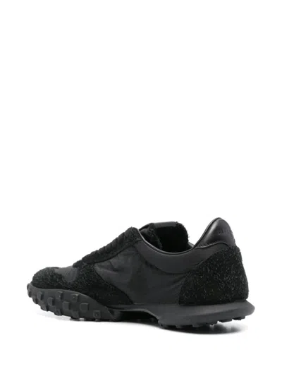 Jil Sander Suede Panel Round Toe Rubber Sole Sneakers In Black