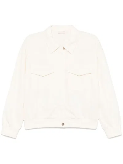 LIU •JO LIU JO WHITE SWEATSHIRT WITH FRONT POCKETS 