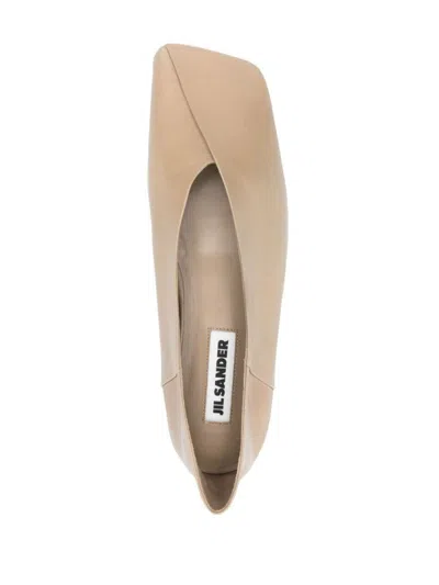 Jil Sander Sandy-colored Leather Ballet Flats