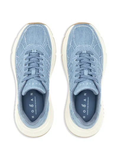 Shop Hogan Sky Blue Denim Sneakers