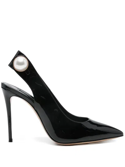Casadei Black Leather Slingback Pumps