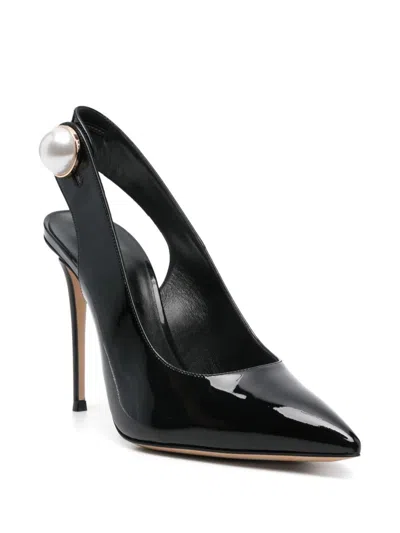 Casadei Black Leather Slingback Pumps
