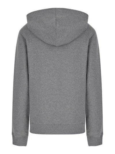 Apc A.p.c. Grey Hoodie With Tonal Logo Embroidery In Jersey