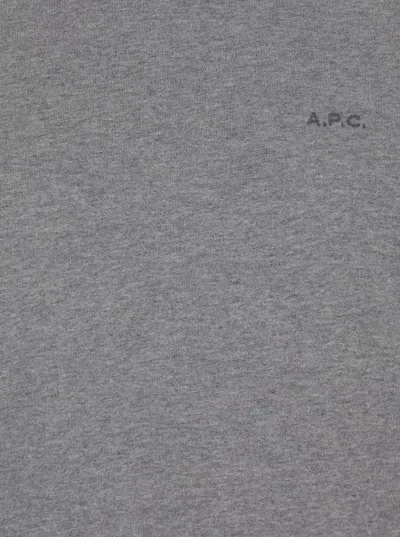 Apc A.p.c. Grey Hoodie With Tonal Logo Embroidery In Jersey