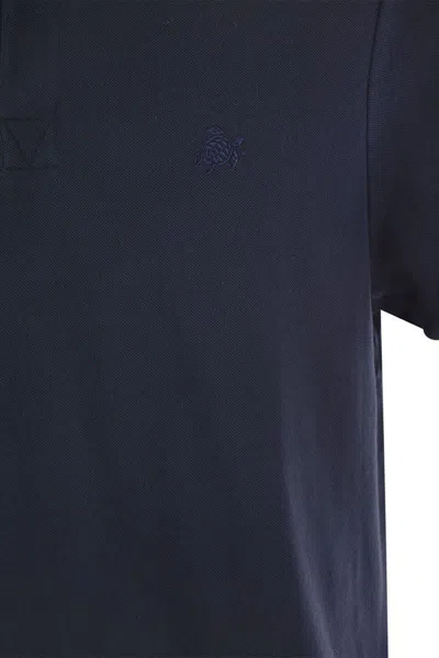 Vilebrequin Mens Bleu Marine Palatin Logo-embroidered Cotton Polo Shirt