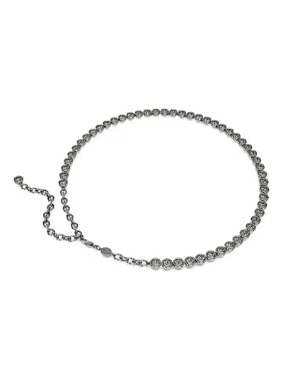 Swarovski Round Cut, Gray, Ruthenium Plated Imber Tennis Necklace In Multicolor