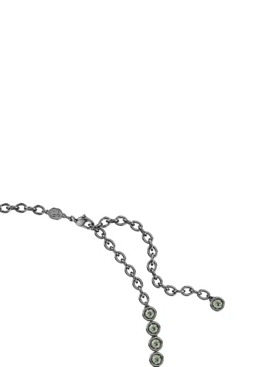 Swarovski Round Cut, Gray, Ruthenium Plated Imber Tennis Necklace In Multicolor