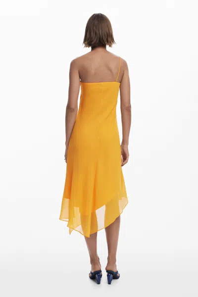 Desigual One-shoulder Asymmetric Dress In Yellow