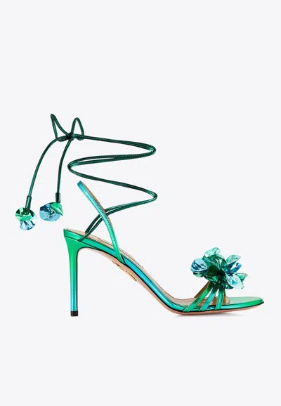 Aquazzura Summer Sun 85 Sandals In Metallic Leather