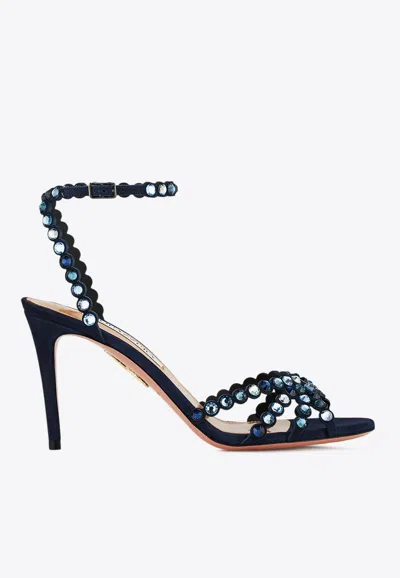 Aquazzura Tequila 85 Embellished Suede Sandals