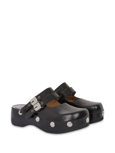Philosophy Di Lorenzo Serafini Black Leather Mules With Buckles