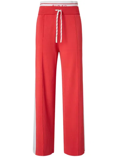 Pinko Red 'marsicano' Flared Trousers With Elastic Waistband