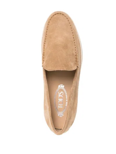 Tod's Suede Calf Leather Loafer In Beige