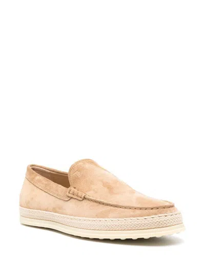 Tod's Suede Calf Leather Loafer In Beige