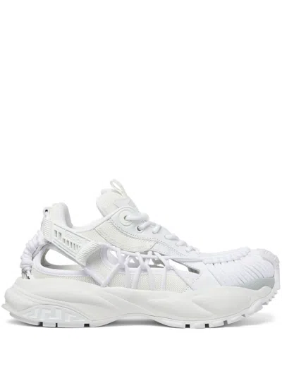 Versace White Sneakers With Panelled Design And Cut-out