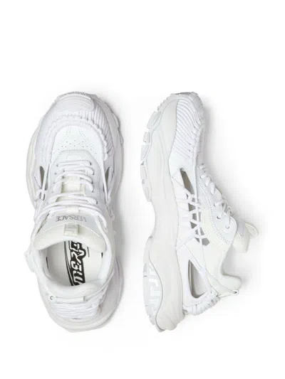 Versace White Sneakers With Panelled Design And Cut-out