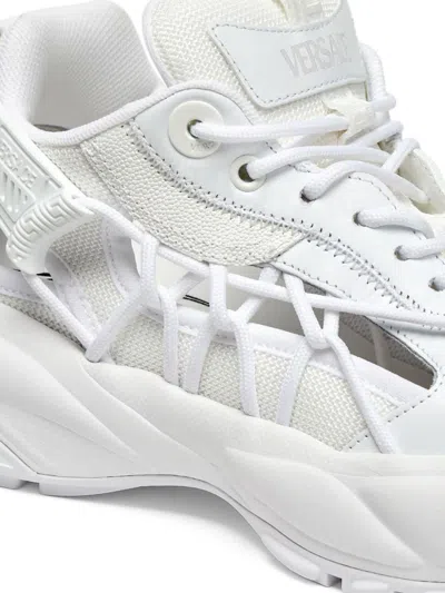 Versace White Sneakers With Panelled Design And Cut-out