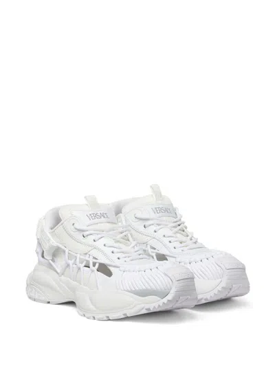 Versace White Sneakers With Panelled Design And Cut-out