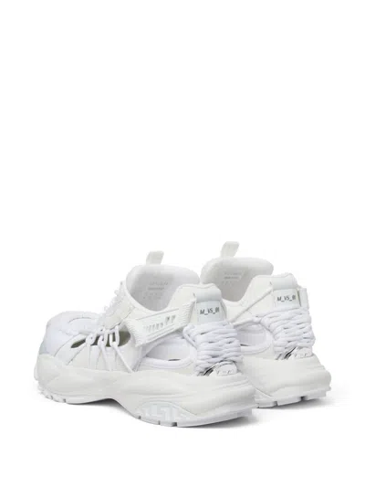 Versace White Sneakers With Panelled Design And Cut-out