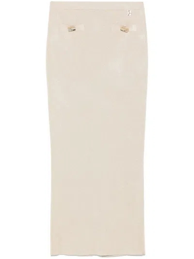 Blumarine Fit Beige Midi Skirt With Pockets