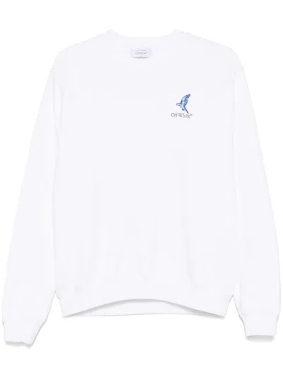 Off-white White Cotton Sweatshirt With Crew Neck And Back Print