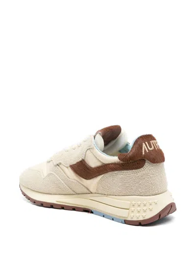 Autry Reelwind Sneakers In Beige And Brown With Suede