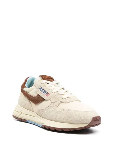 Autry Reelwind Sneakers In Beige And Brown With Suede