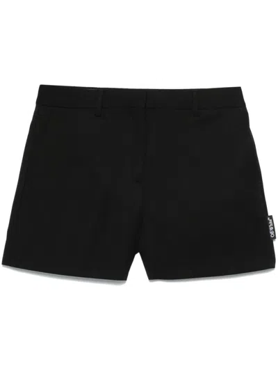 Off-white Black Virgin Wool Shorts With Logo Label