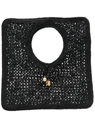 Jacquemus Carre Spiaggia Embellished Braided Raffia Tote