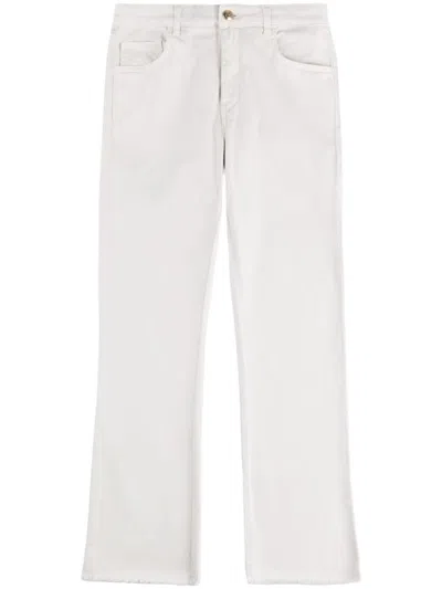 Fay Straight-leg Beige Pants With Flared Hem
