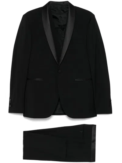 Tagliatore Black Suit With Vest Jacket And Trousers