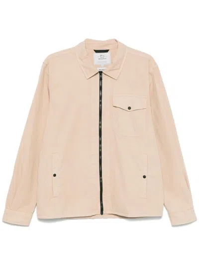 Woolrich Beige Jacket With Pockets And Zip Closure