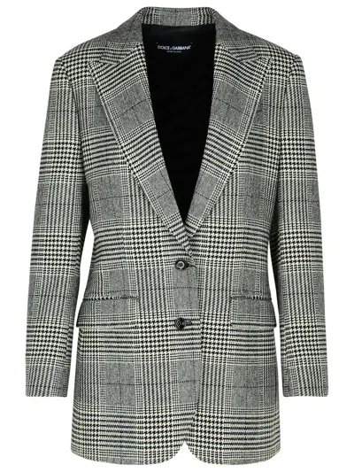 Dolce & Gabbana Grey Single-breasted Jacket With Peak Revers In Wool And Cashmere Woman