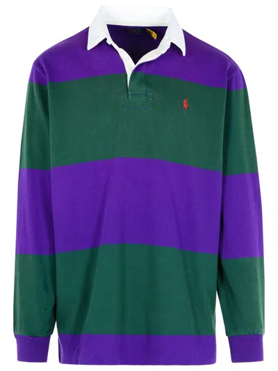 Polo Ralph Lauren Striped Long Sleeve Rugby Shirt With Buttoned Collar