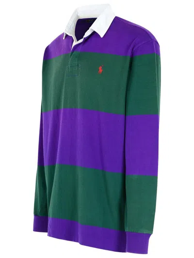 Polo Ralph Lauren Striped Long Sleeve Rugby Shirt With Buttoned Collar