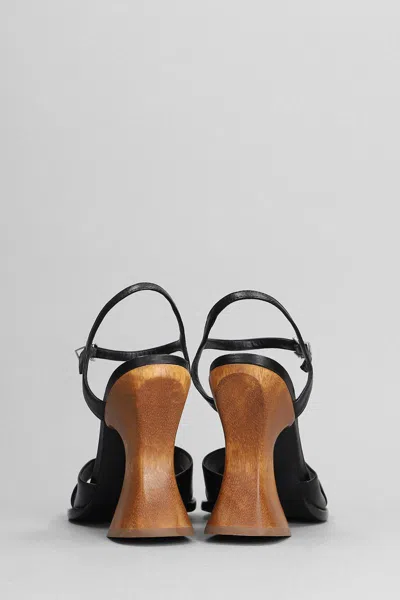 Schutz Hilda Curve Sandals In Black Leather