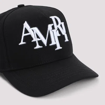 Amiri Structured Black Cotton Cap With Bold Embroidered Detailing In Black