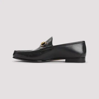 Gucci Horsebit Almond-toe Loafers In Black