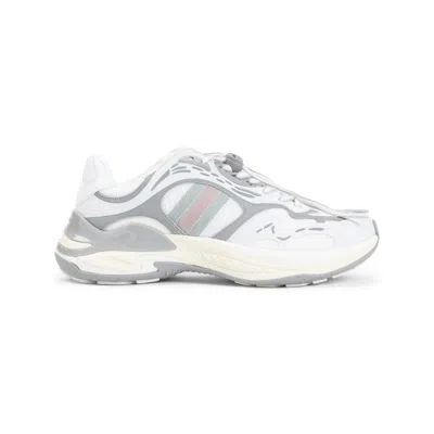 Gucci Leather Mesh Sneakers Featuring Signature Band