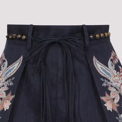 Zimmermann Womens Navy Multi Paisley Rhiannon Floral Linen Shorts Xs
