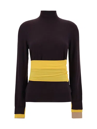 Fendi Woman Turtleneck Dark Purple Size 8 Wool, Polyamide, Polyurethane, Viscose, Polyester