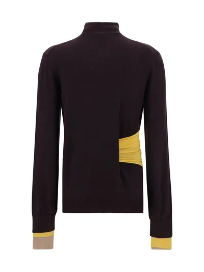 Fendi Woman Turtleneck Dark Purple Size 8 Wool, Polyamide, Polyurethane, Viscose, Polyester