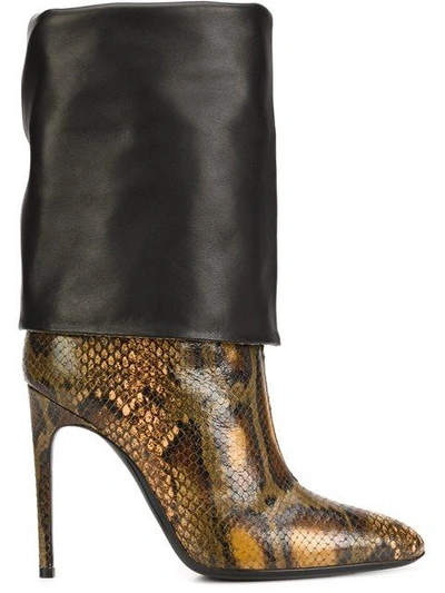 Shop Pollini Snakeskin Effect Boots In Black