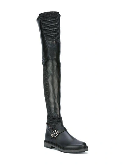 Shop Fendi Smocked Thigh High Boots