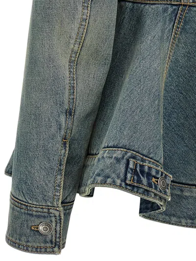 Alexander Mcqueen Alexander Mc Queen Light Blue Washed Denim Jacket With Ruffles